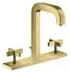 AXOR-HG-AXOR-Citterio-3-Loch-Waschtischarmatur-170-mit-Auslauf-140-mm-Kreuzgriffen-Platte-und-Zugstangen-Ablaufgarnitur-Brushed-Brass-39134950 gallery number 1